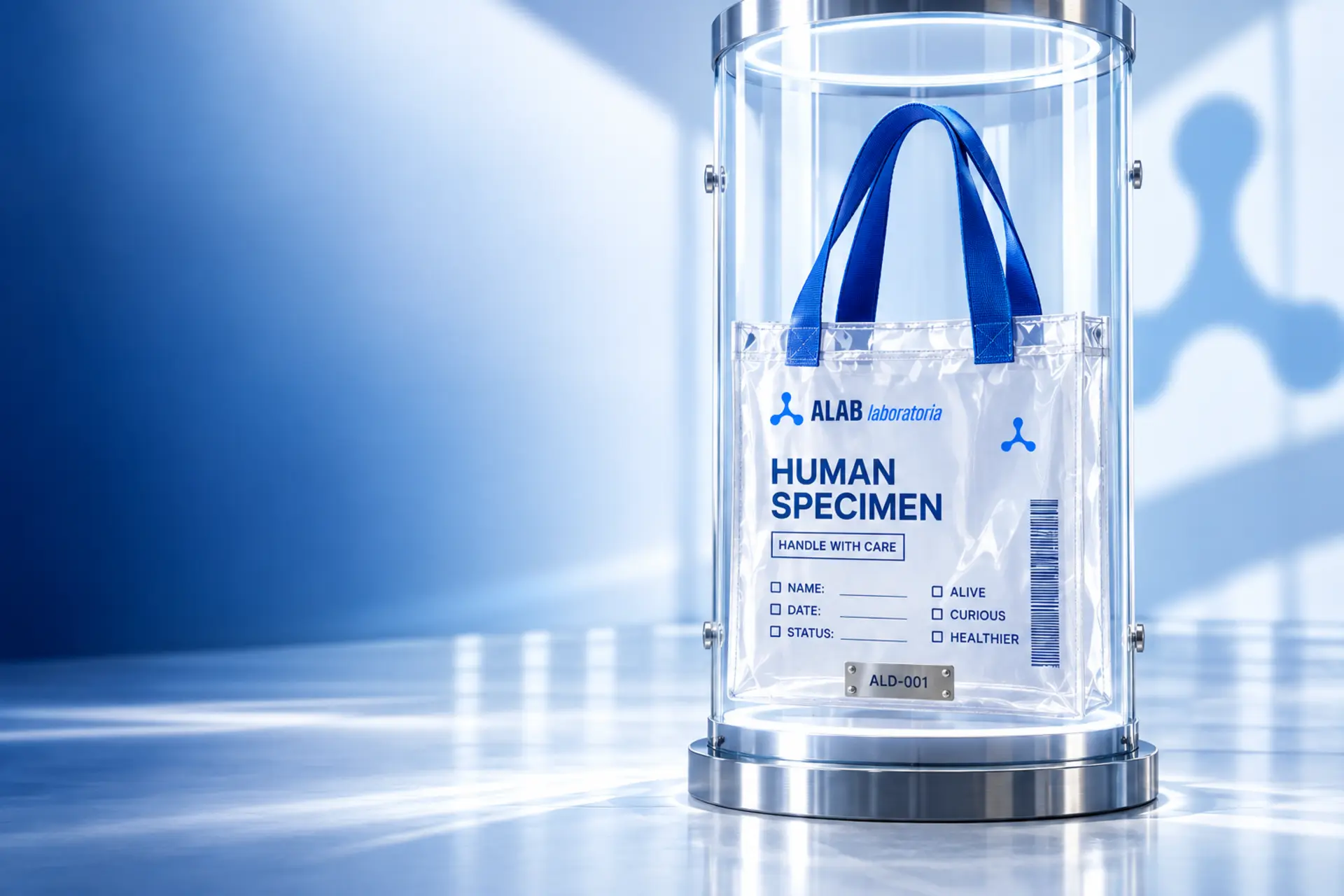 Human Specimen Tote w ekspozycji